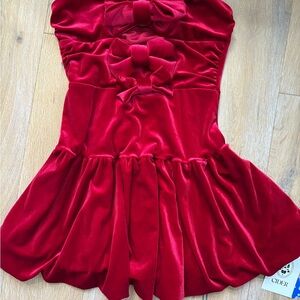 Cider Red Strapless Babydoll Dress for Prom